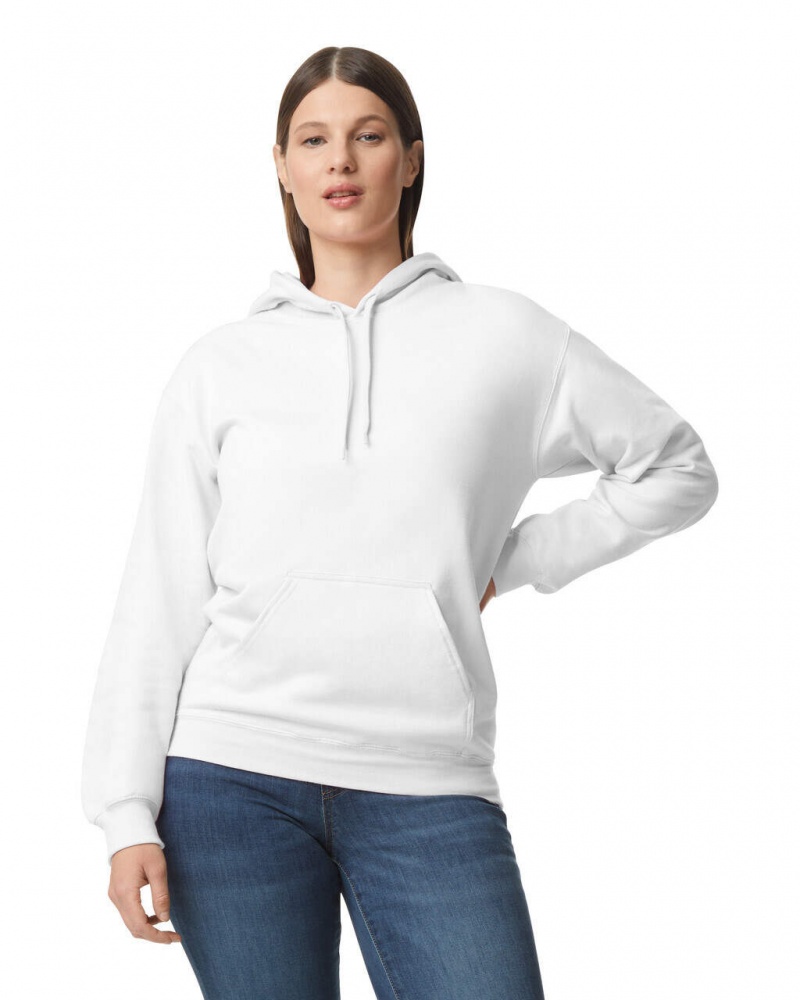 Women\'s Gildan SF500 Midweight Fleece Hoodie White | PAQD24603