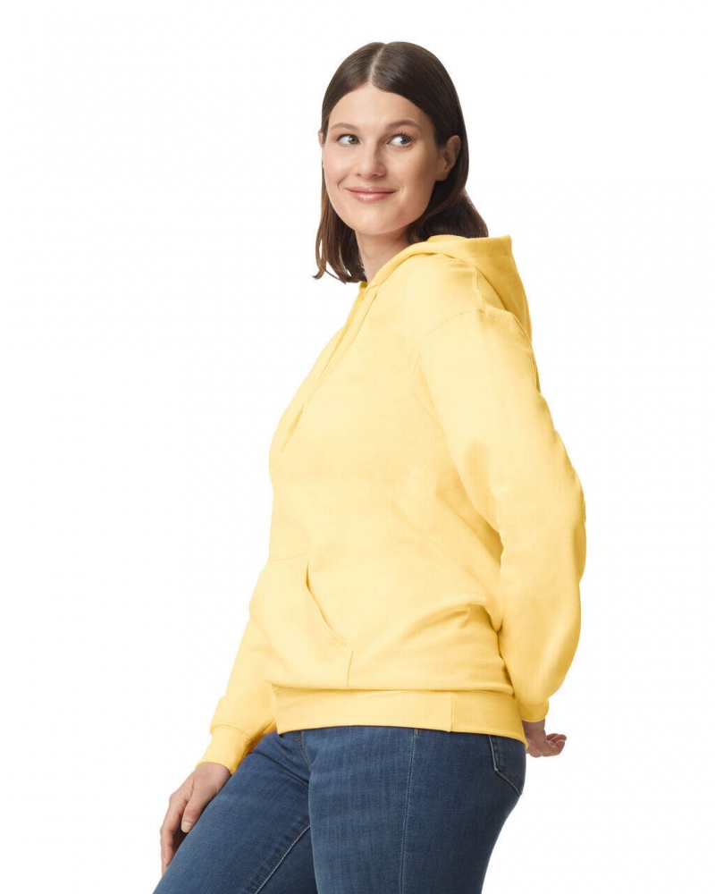 Women's Gildan SF500 Midweight Fleece Hoodie Yellow Haze | GNER21543