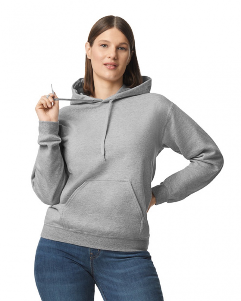 Women\'s Gildan SF500 Midweight Fleece Hoodie Ring Spun Sport Grey | XPRT59073