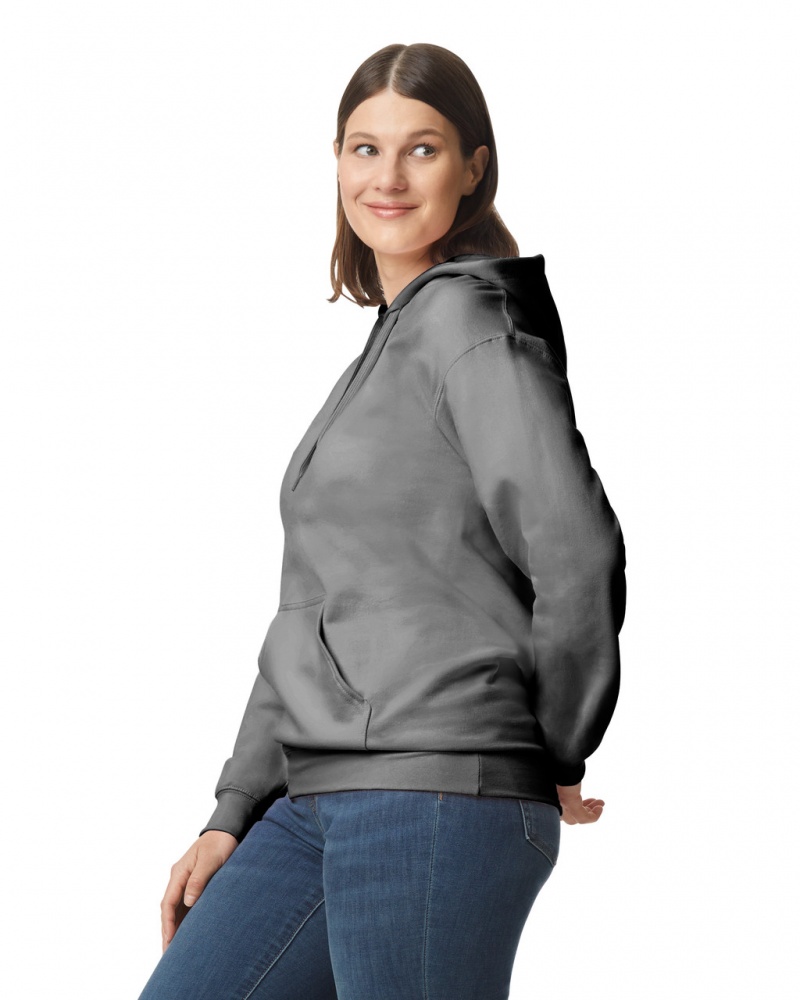 Women's Gildan SF500 Midweight Fleece Hoodie Charcoal | IVUA14389