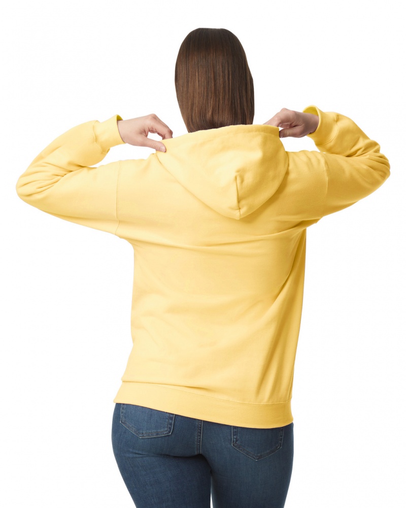 Women's Gildan SF500 Midweight Fleece Hoodie Yellow Haze | PQAM32867