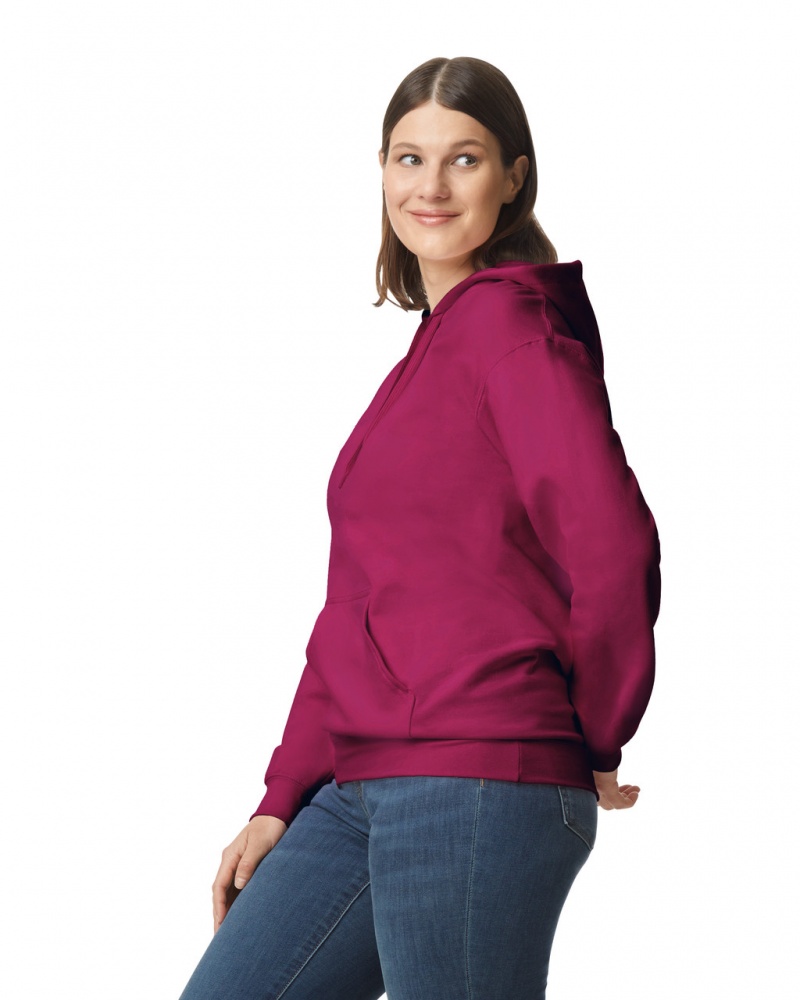 Women's Gildan SF500 Midweight Fleece Hoodie Maroon | ZFVW71062